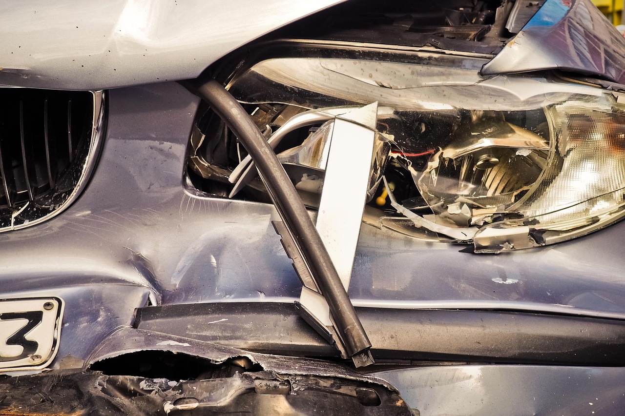 severely damaged car